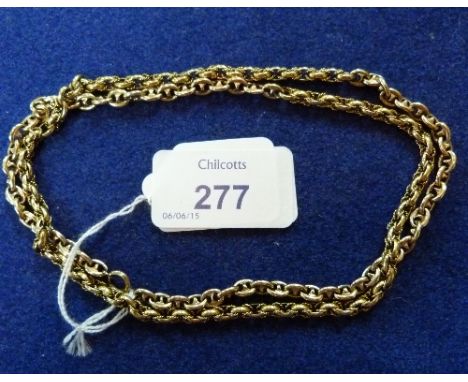 A 9ct yellow gold Chain, formed of oval links with rope twist between, bolt ring clasp, 24½in 61.5cm, 31.5g.