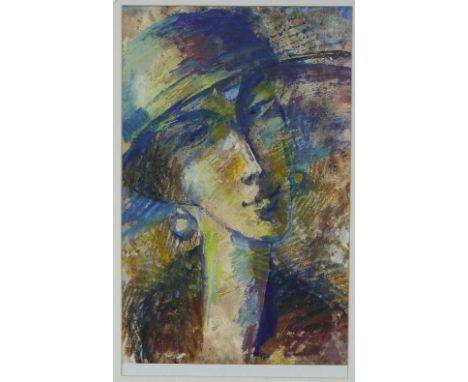 Serge Fedenko (Attrib) (20thC) Portrait of a Lady watercolour 19in x 12in (48cm x 30.5cm), framed.