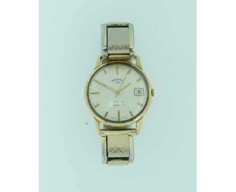 A gentleman's 9ct gold Rotary Automatic Wristwatch, with Swiss 21 Jewels movement, the silvered dial with baton markers and d