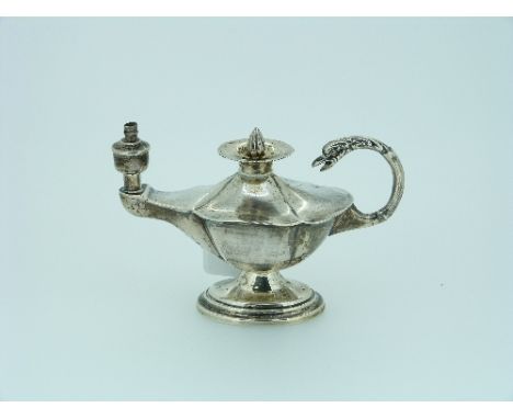 A George V silver Aladdin's Lamp-style Table Lighter, by Henry Matthews, hallmarked Birmingham, 1920, of traditional form wit