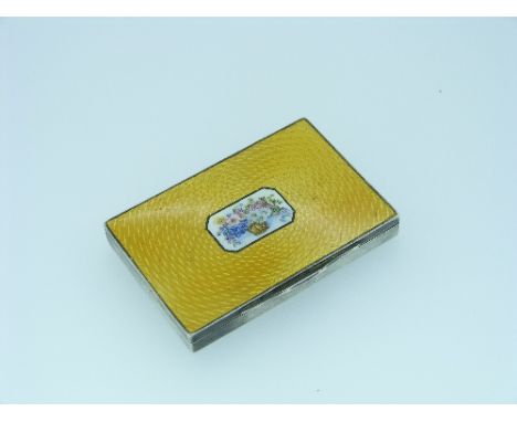 A pretty French silver and enamel lady's Cigarette Case, circa early-20thC, of hinged rectangular form with gilt interior, th