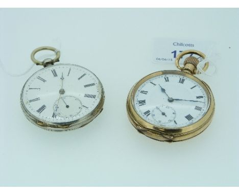 A gold-plated Pocket Watch, with Swiss 15 Jewels movement, the white enamel dial with Roman numerals and subsidiary seconds d