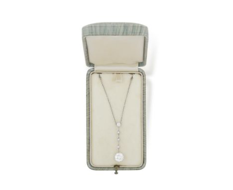 AN EARLY 20TH CENTURY DIAMOND PENDANT ON CHAIN, CIRCA 1910The old brilliant-cut diamond weighing approximately 2.70cts within