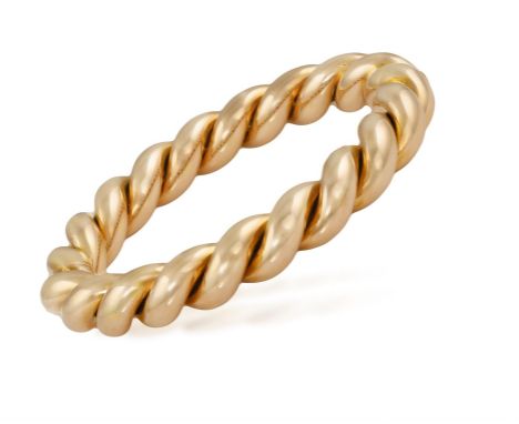 A GOLD BANGLE, BY CARLO WEINGRILL, CIRCA 1955The hinged torsade bangle in 18K gold, with maker's mark for Carlo Weingrill, in