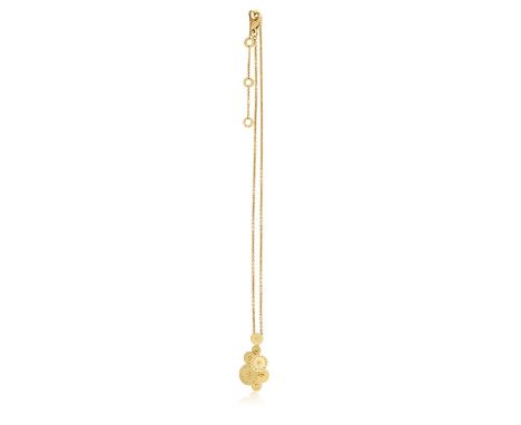 A GOLD 'CICLADI' PENDANT ON CHAIN, BY BULGARIDesigned as seven interlocking rotating discs, the larger two engraved 'Bvlgari'