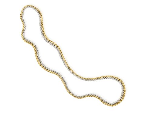 A DIAMOND SAUTOIR NECKLACEComposed of a long graduated curb-link chain highlighted with brilliant-cut diamonds throughout, mo