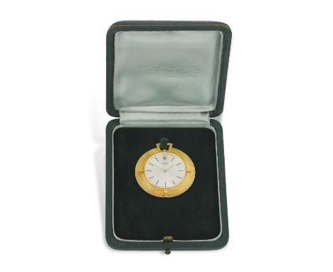 AN 18K GOLD MANUAL WIND PENDANT POCKET WATCH, BY ROLEX, CIRCA 197018-jewel Cal-650 manual wind, silver sunburst circular dial