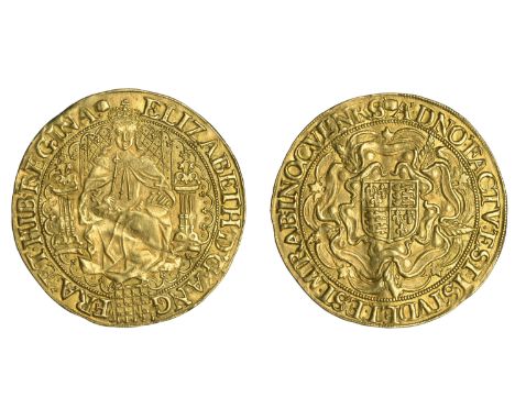 Second issue of Fine Gold, Sovereign of Thirty Shillings, mm. tun [1 February 1592 to 10 June 1593]  ELIZABETH · D’· G’· ANG’
