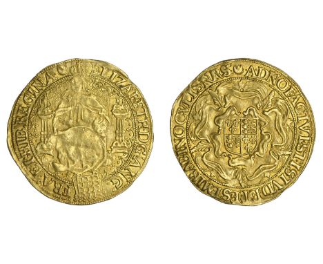 Second issue of Fine Gold, Sovereign of Thirty Shillings, mm. crescent (over escallop both sides) [1 June 1587 to 31 January 