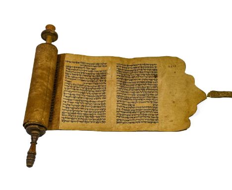 Hebraica &amp; Judaica. Megillat Esther, probably 20th century. Hebrew manuscript in black ink on 6 conjoined membranes of ta
