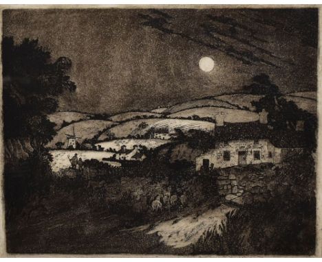 KEITH ANDREW limited edition (58/75) etching and aquatint print - entitled on Tegfryn Gallery label verso 'Anglesey Shepherd'
