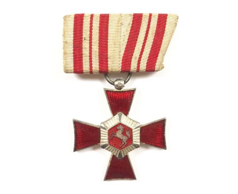 German Third Reich 1934 Wetphailia Fire Brigade Cross of Honour.  A good rare example. Translucent red enamelled Maltese cros