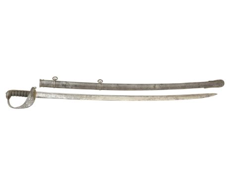 William IV Heavy Cavalry 1821 Pattern Officer’s sword.  A good and scarce mid 19th century example, with a piped back blade, 