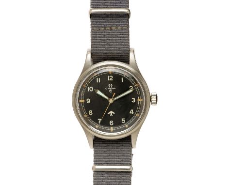 Cold War Period RAF Pilot Aircrew 1953 Omega Wrist Watch.  A good issue example with broad arrow to the face, which is also s