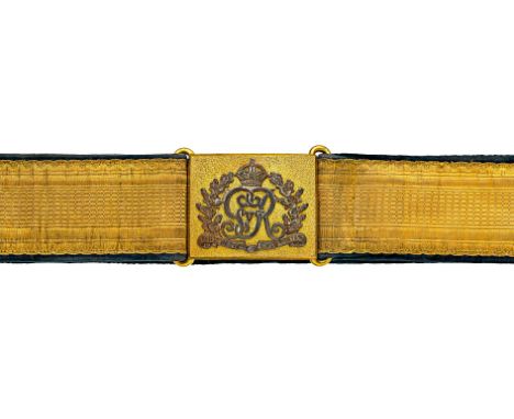 British Heavy Cavalry post 1910 Officer’s Waist Belt &amp; Pouch Belt  A good example the clasp with gilt seed backing plate 