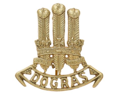 Indian Army 1st Bn. 17th Dogras Officer's pagri badge circa 1922.47.  A well cast white metal example. Prince of Wales’s plum