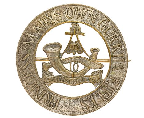 10th Princess Mary’s Own Gurkha Rifles Piper’s plaid brooch circa 1960-70.  A good scarce die-cast white nickel plated exampl