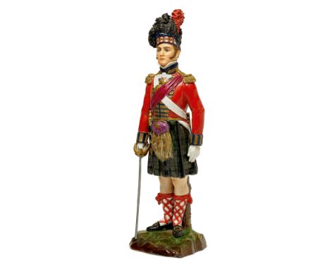 Black Watch Waterloo Period Officer Large China Porcelain Figure.  This fine quality figure is by one of the Dresden factorie