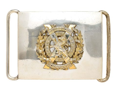 Indian Army. Scots Company, Bombay Volunteer Rifles waist belt plate circa 1914-22.  A fine and scarce silvered example by Or