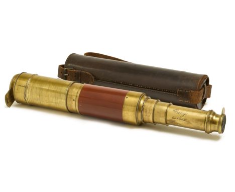 Early 19th Century Naval Telescope by Cary of London.  A good quality mahogany and brass three draw telescope with clear engr