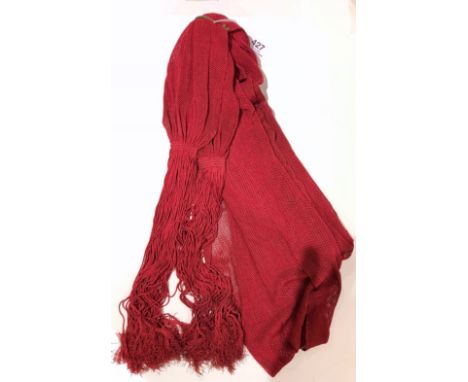 British Army Officer’s Georgian Napoleonic War Period Officer’s Crimson Waist Sash. A very rare woven crimson silk net waist-