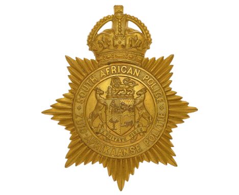South African Police helmet plate.  A good die-stamped brass example bearing oval Firmin &amp; Sons London, St. Martins Lane 