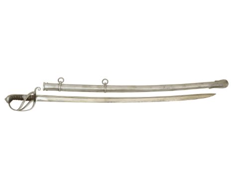 1821 Light Cavalry Trooper’s Sword.  A scarce example the 35 inch piped back blade with clipped point. The hilt of the regula