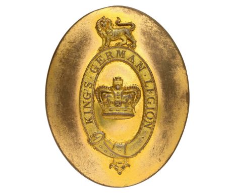 The King’s German Legion Officer’s shoulder belt plate circa 1804-15.  A very fine and rare example, the oval gilt back plate