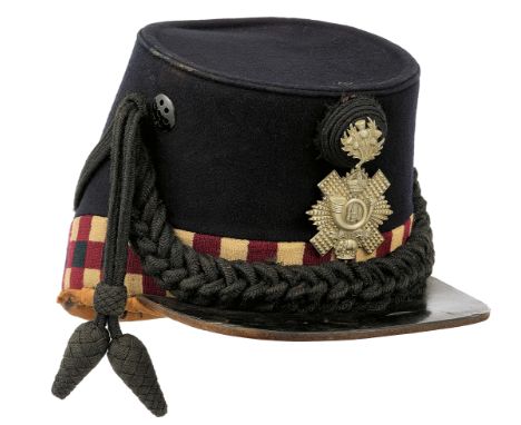 Scottish Highland Light Infantry Edwardian OR’s HLI shako.  A good Boer War 1901 dated example. Dark blue cloth body with dic