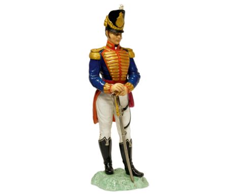 Royal Artillery Large China Porcelain Figure of an Officer Waterloo Period.  This very fine quality figure is by the Worceste