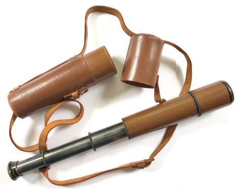WW2 Pattern British Army Issue Telescope. A good clean example of a leather covered three draw brass telescope. Complete with