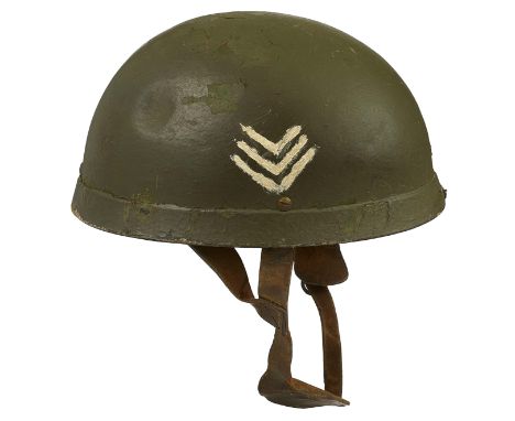 WW2 Airborne Forces 1942 fibre rim steel helmet with leather harness. A rare early example made by Briggs Motor Bodies, Ltd (