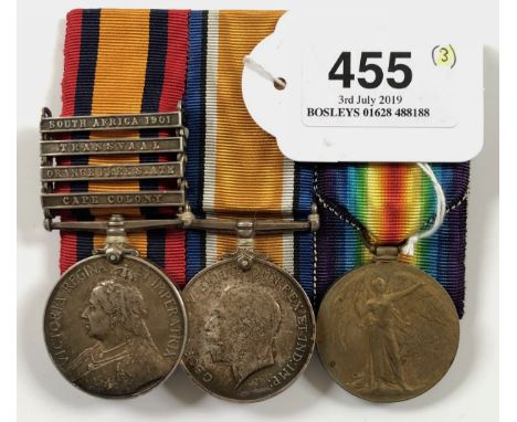 Boer War / WW1 20th (Rough Riders) Imperial Yeomanry / Royal Fusiliers/ Military Foot Police Group of Three Medals.  Awarded 