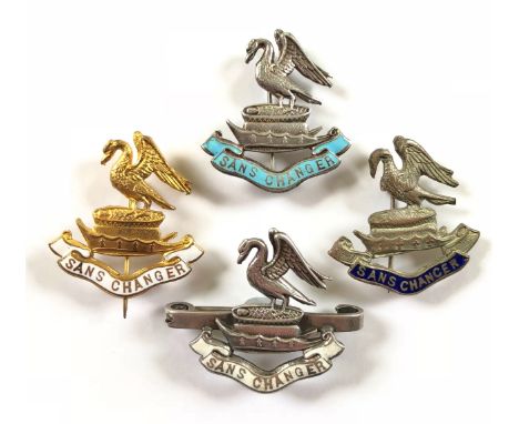 Liverpool Pals, Kitchener’s Army WW1 Regimental Brooches.  Four examples comprising the crest of Lord Derby. ... Silver &amp;