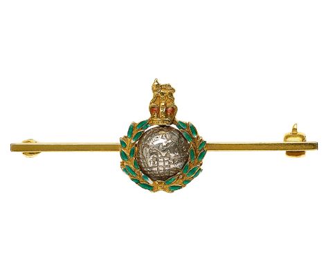 Royal Marines Falklands War Period Gold &amp; Enamel Regimental Sweetheart Brooch / Tiepin.  A good quality example by “JWB” 