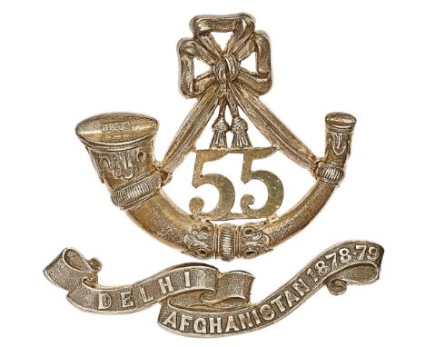 Indian Army. 55th Coke’s Rifles Officer’s pouch badge circa 1903-22.  A good British made two piece example. Silvered strung 