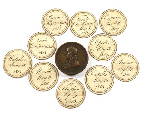 Napoleonic War Duke of Wellington Victories Souvenir.  This commercially produced souvenir comprising of a gilt circular box 