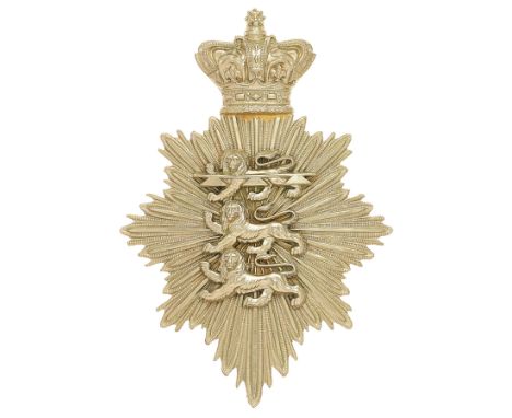 2nd Lancashire Light Horse Volunteers 1860’s shako plate.  A fine and rare die-stamped white metal example. Crowned elongated