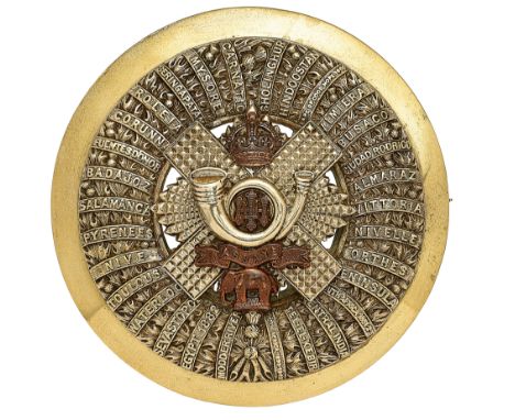 Scottish. Highland Light Infantry post 1901 Officer’s plaid brooch.   A fine unmarked example. Burnished silvered quoit, the 