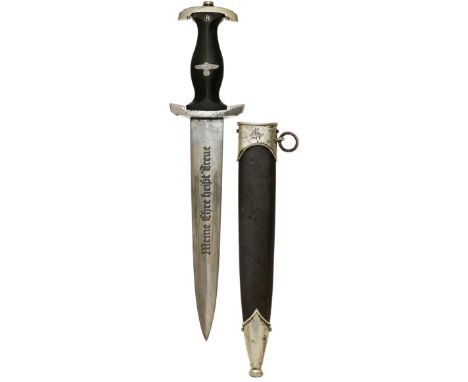 German Third Reich 1933 model SS dagger, personalised and with dedication, by Gustav C. Spitzer.  A good rare example, the bl