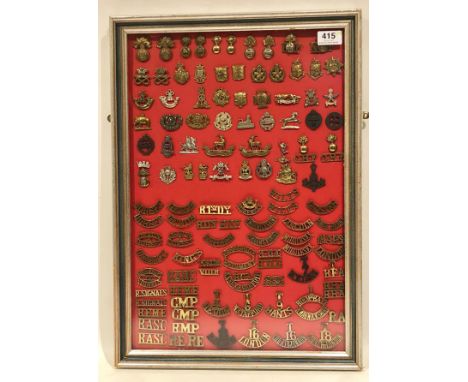 Selection of British Army collar badges, shoulder titles etc.  A good selection, including many pairs. Collars include Bermon