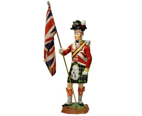 Gordon Highlanders Large China Porcelain Figure of a Sergeant Waterloo Period.  This good quality Continental figure is by on