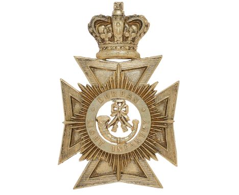 South Africa. Durban Light Infantry Victorian OR’s helmet plate circa 1895-1902.  A good die-stamped white metal example. Lar