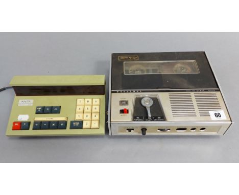 A National “Solid State 4015” reel-to-reel portable tape recorder; &amp; a vintage Anita “1011 LSI” calculator.