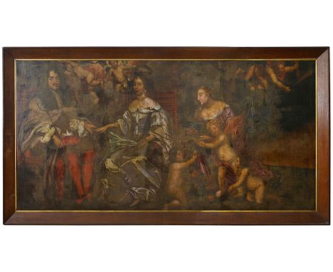 Circle of Jacob Huysmans
Portrait of Charles II and Catherine of Briganza, oil on canvasDimensions: 124 x 247cmCondition repo