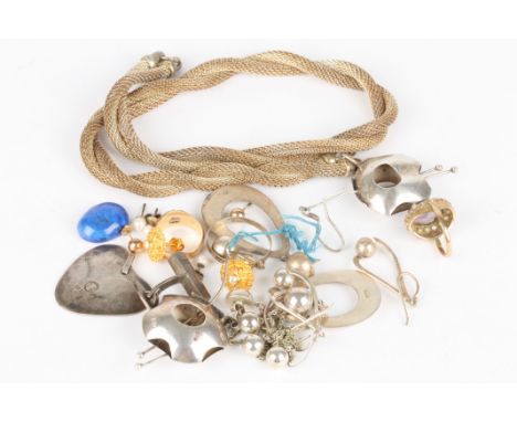 A collection of assorted jewellery
including an 18ct gold ring, a 9ct gold ring, a silver necklace and a collection of earrin