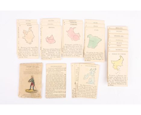 A collection of Geographical playing cards entitled 'Geographical Snip Snap Or, a description of the Grand Divisions of Europ