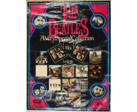 An original Beatles 'A Very Special Collection Let It Be' Poster
with a portrait picture in each corner and displaying record