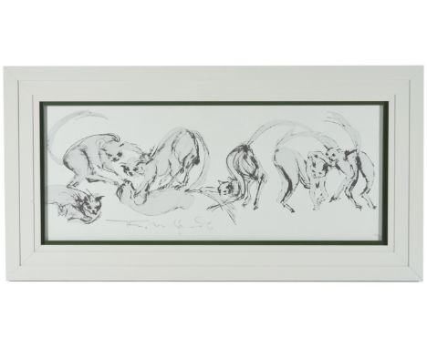 Tom Merrifield (Australian born 1932) 'Cats', limited edition print numbered 130/152, together with a print of two dogs and a