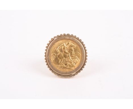 A sovereign ring
dated 1909, mounted on a 9ct shankDimensions: Condition reportGood condition